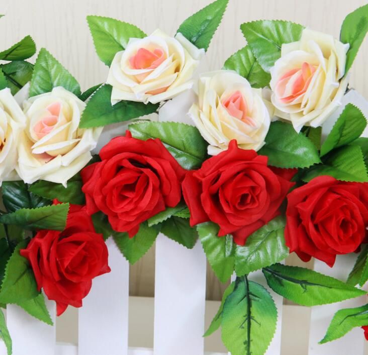 2019 Beautiful 13 Heads Delightful Natural 1 String Artificial Hanging Rose Flower Leaves Plants Bunch Fake Flower Home Party Decor From Chenwencai,