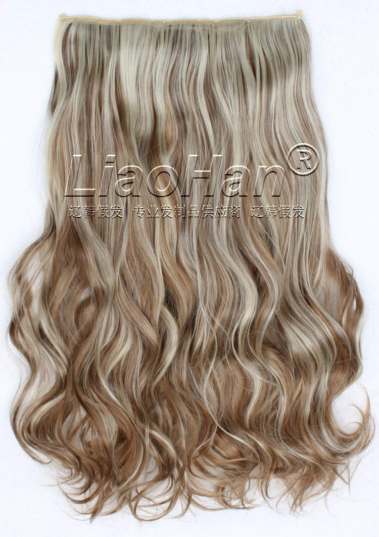 Long Curly Brown Mixed Blonde Hair Highlight Clip In Synthetic