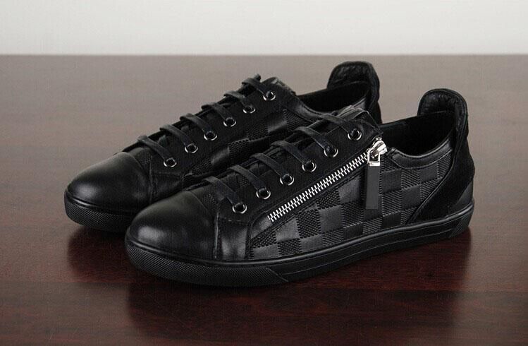 2016 New Checkered Zip Black/Blue/White Genuine Leather Luxury Shoes ...