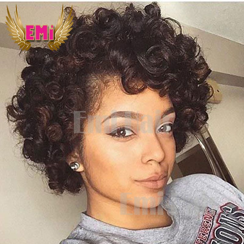 Tight Curly Short Human Hair Wigs For Black Women Lace Wig