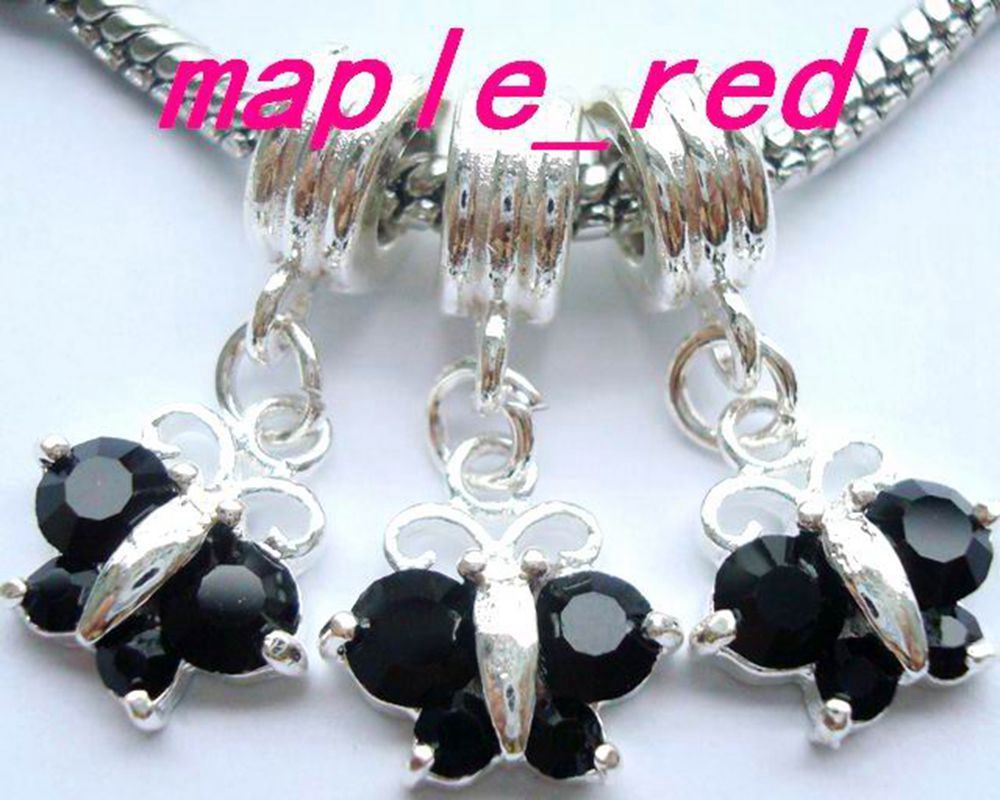 Wholesale Lot 20pcs Green Butterfly Silver European Bracelet Charm Beads D83 