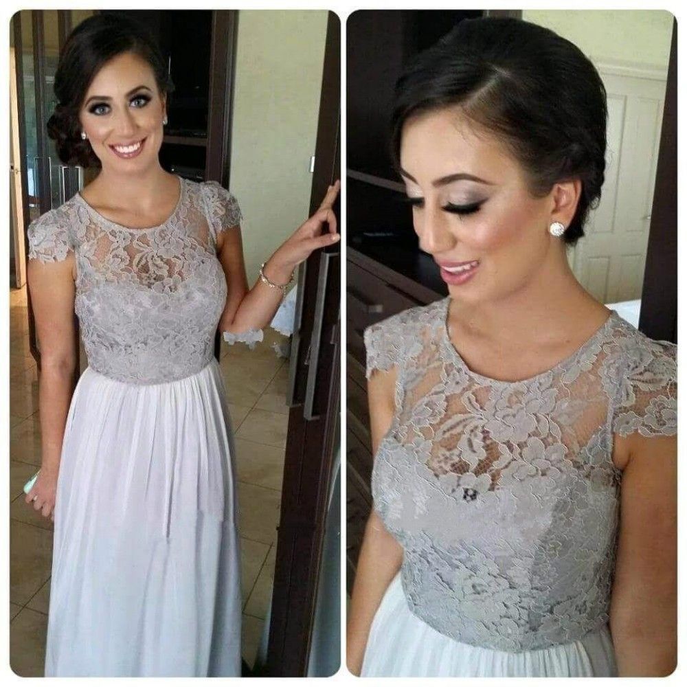 silver lace bridesmaid dresses