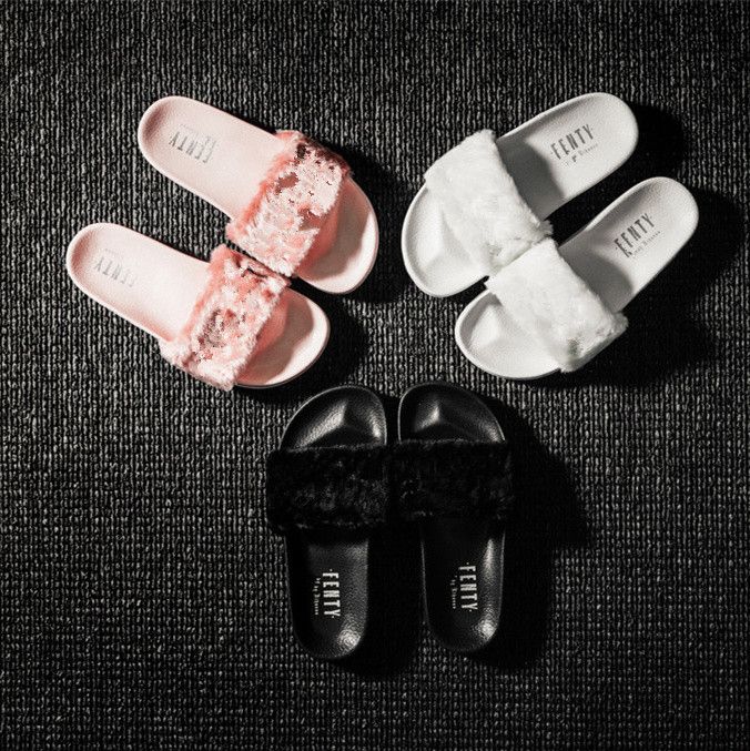 fenty slippers fur