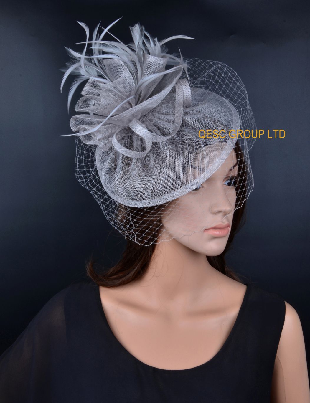 grey fascinator hat