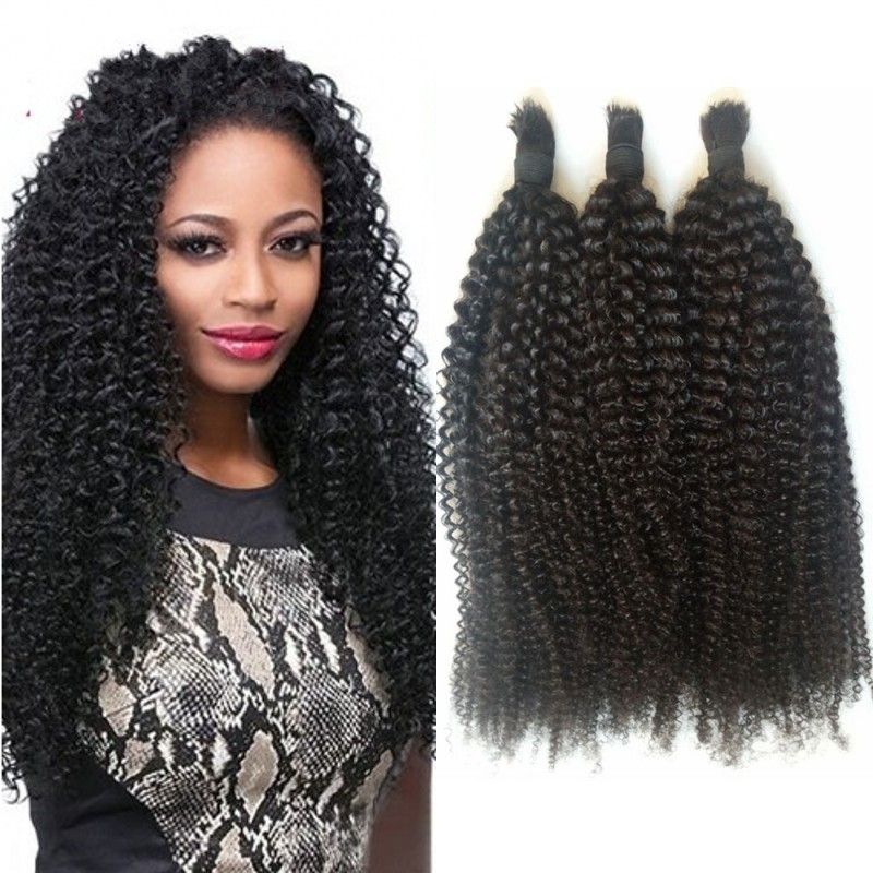 Peruvian Human Hair Bulk For Braiding Afro Kinky Curly Natural
