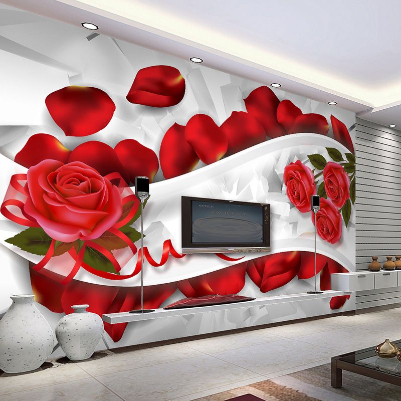 Romantic 3d Wallpaper Wall Mural Red Rose Photo Wallpaper Bedroom Wedding Decoration Shop Living Room Decor Tv Backdrop Custom 3d Wallpaper Wallpapers