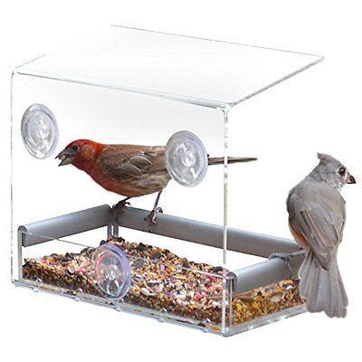 2020 Window Bird Feeders Clear Glass Window Viewing Bird Feeder