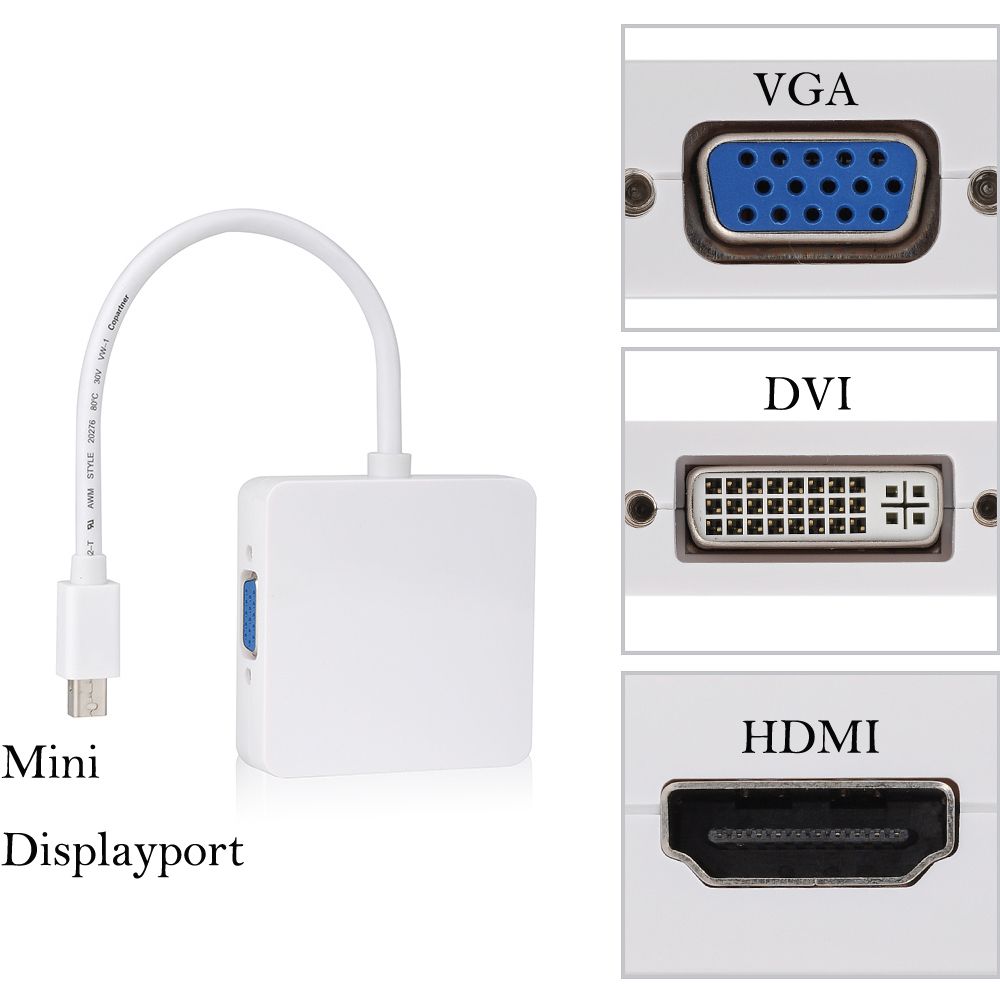 Mini DisplayPort VGA HDMI DVI Adapter Mini DP to HDMI Connector DP 3 in 1 Converter For Macbook To Monitor