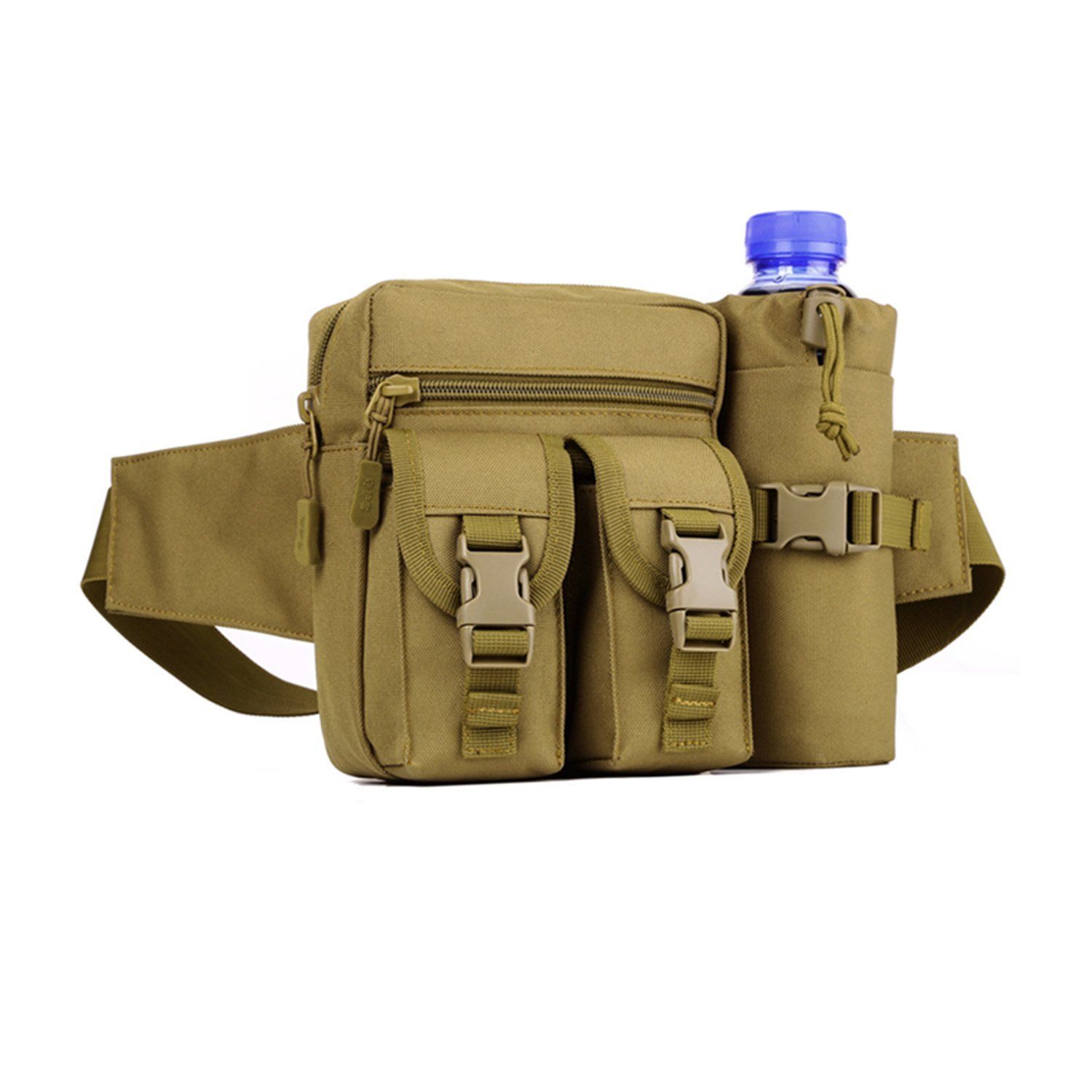 Water Bottle Holder Military Waist Bag, Outdoor Sports Nylon Tactical Fanny Pack Travelling ...