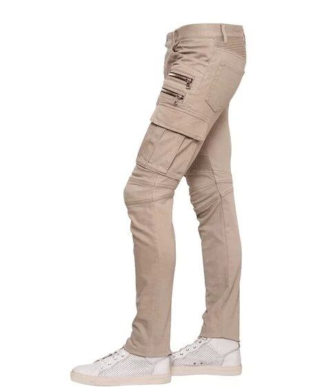 Khaki Cargo Biker Denim Jeans Pants 