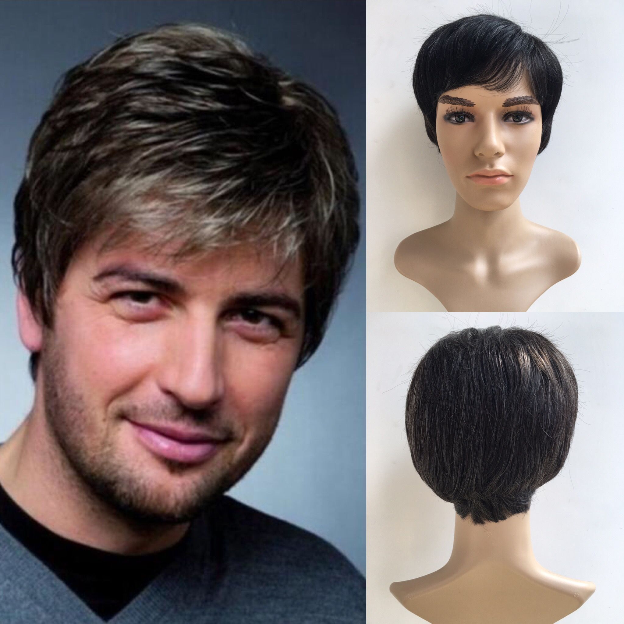 Straight Short Men Wigs Heat Resistant Japanese Fiber Dark Brown Natural Hair Male Synthetic Wig Y Demand Full Lace Front Equal Synthetic Wigs From