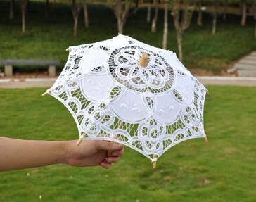 de encaje de algodón Sombrilla nupcial de la boda paraguas artesanal a mano