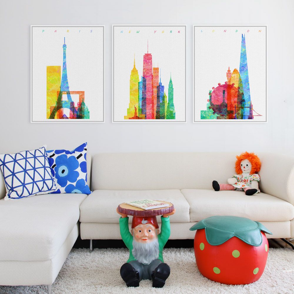 2020 Triptych Original Watercolor Paris London New York City A4 Big Art Print Poster Wall Picture Canvas Painting No Frame Home Decor From Lyq669 16 09 Dhgate Com