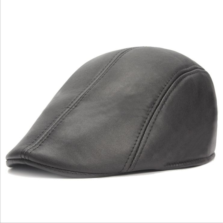 mens leather beret hats