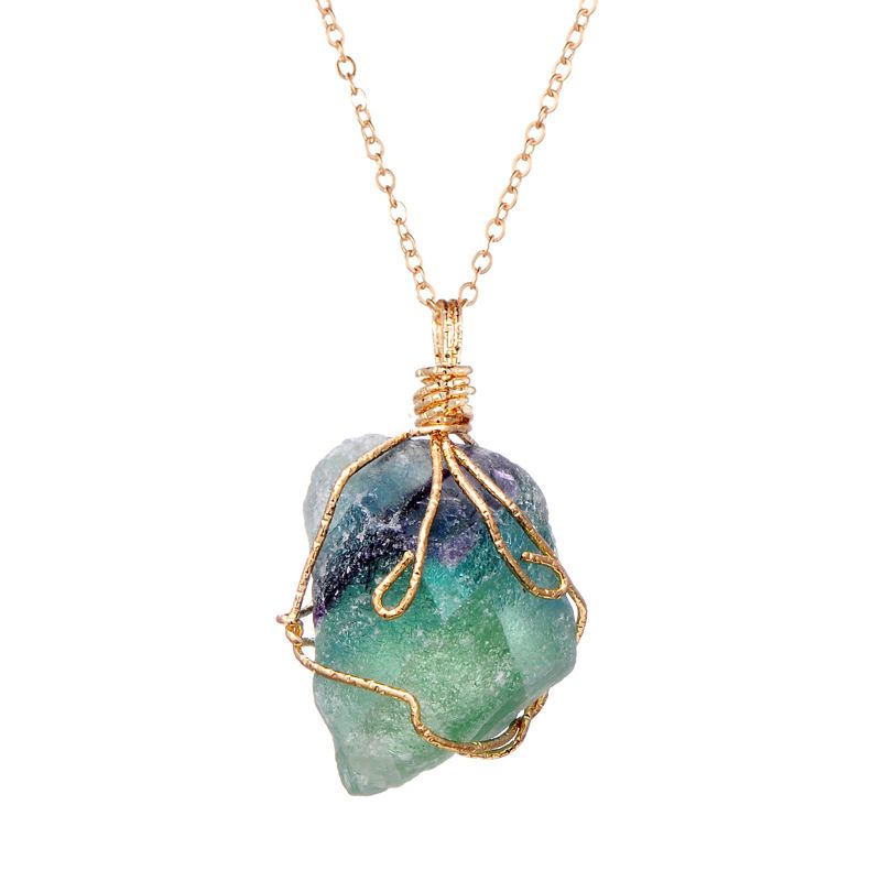 Wholesale Natural Crystal Quartz Stone Necklace Gemstone Pendant Women 