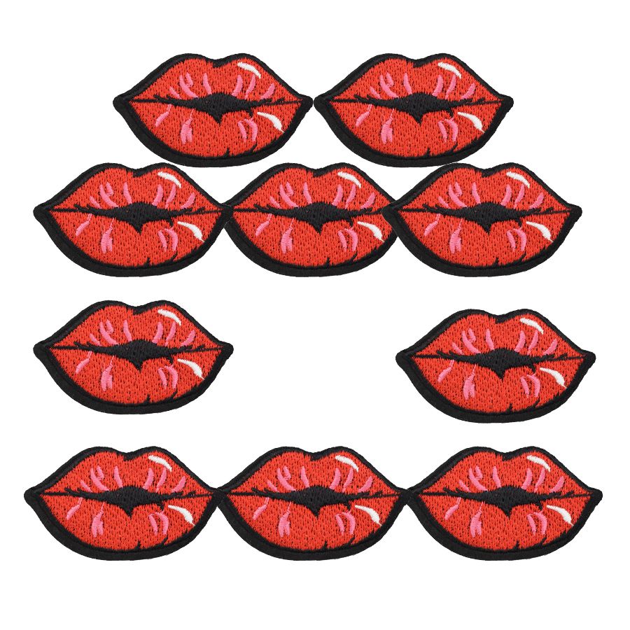 Embroidered iron on patches for clothing Red sequins Lips DIY Motif AppliqueHFUK 