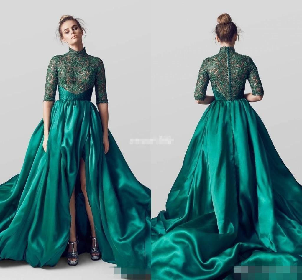 green silk dress long sleeve