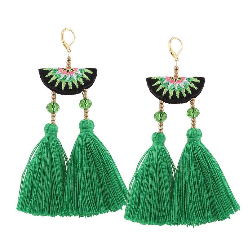 Bohemio Retro Gancho Pendientes Colgantes De Perlas De Borla Étnico Mujeres joyería de vacaciones