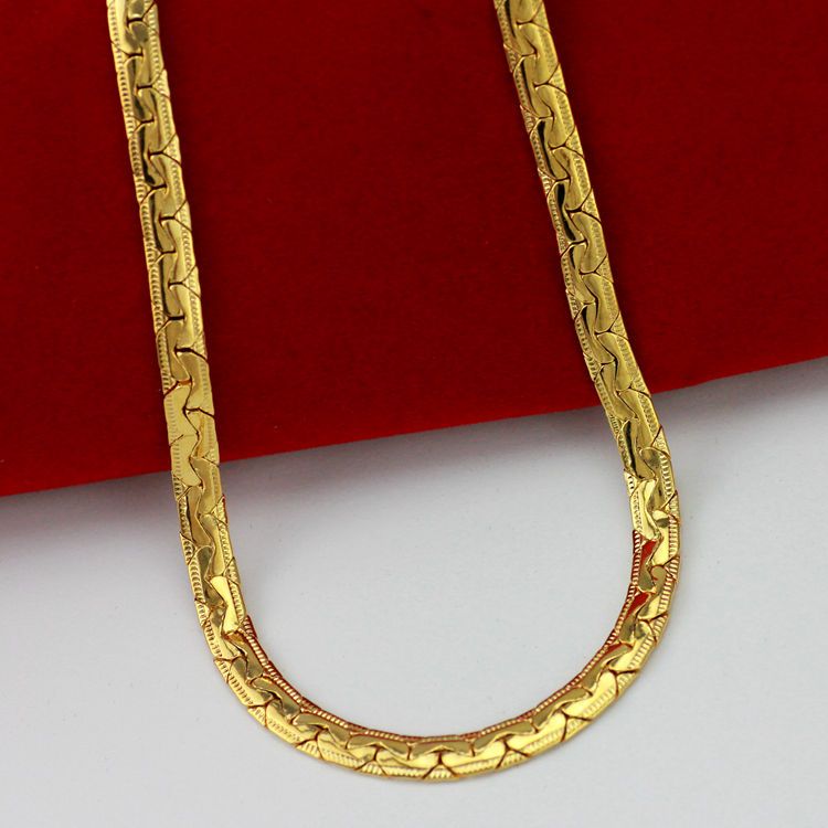 24k Yellow Gold Herringbone Snakle Men 