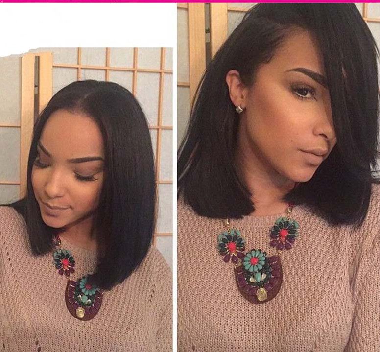 Short Brazilian Hair Wigs For Black Women Natural Color Silk