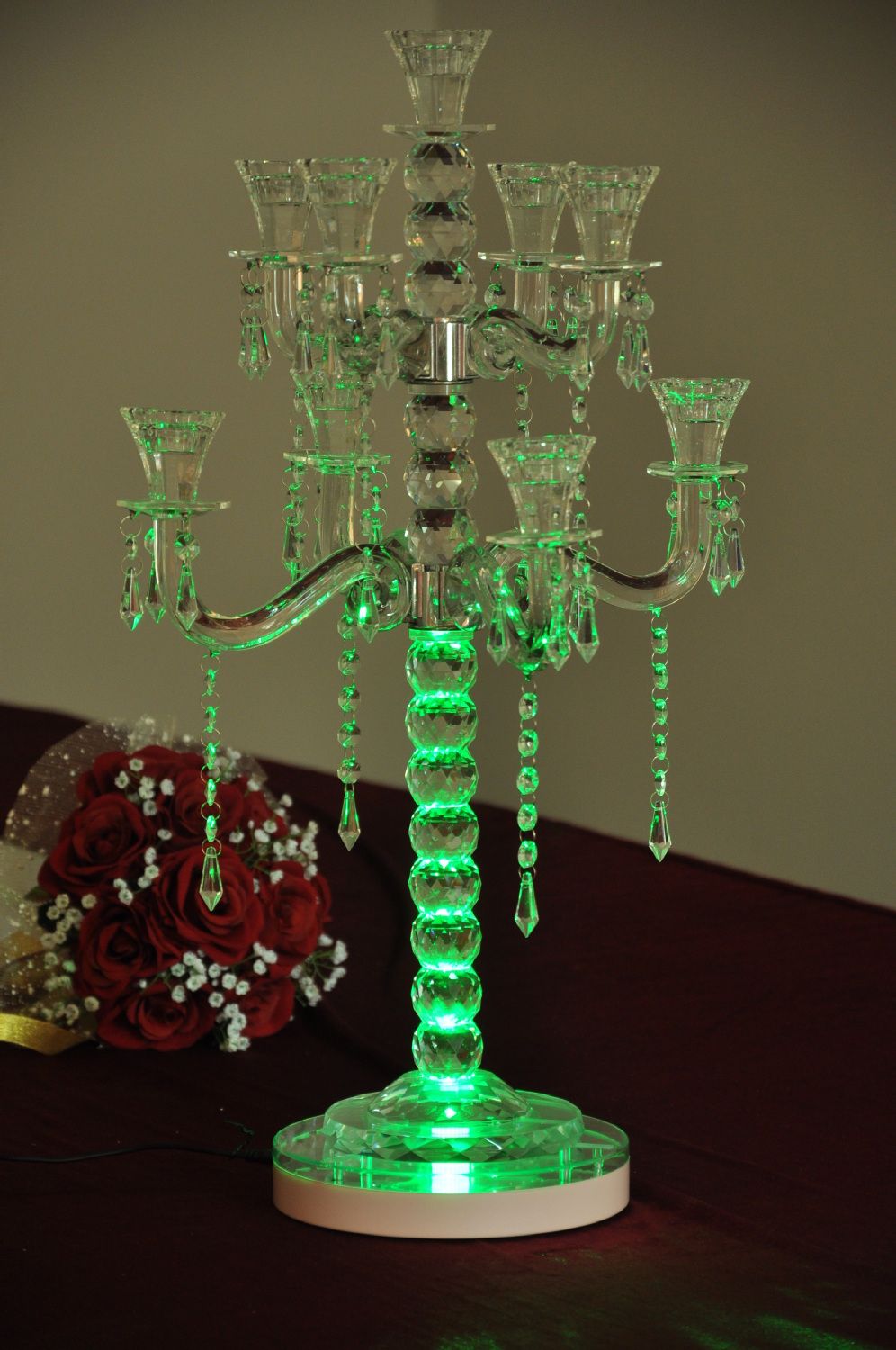 Wholesale Candelabra Crystal Decoration Rechargeable Lithium Battery