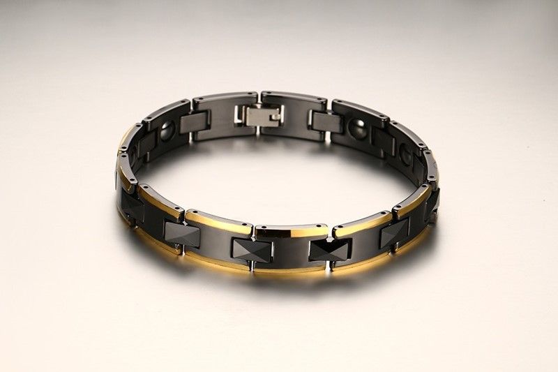 Homme Noir Bracelet Montre Acier Inoxydable Céramique Aimant Santé Bracelet Chaîne