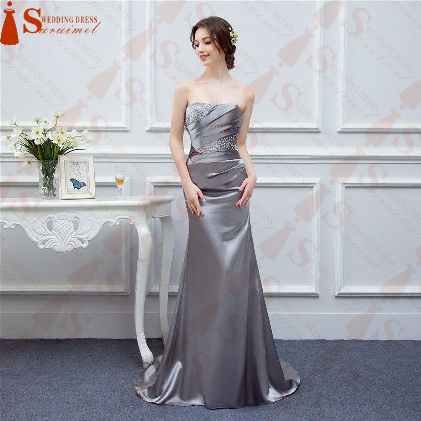 silver silk prom dress