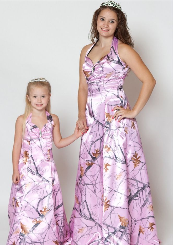 pink camo flower girl dresses