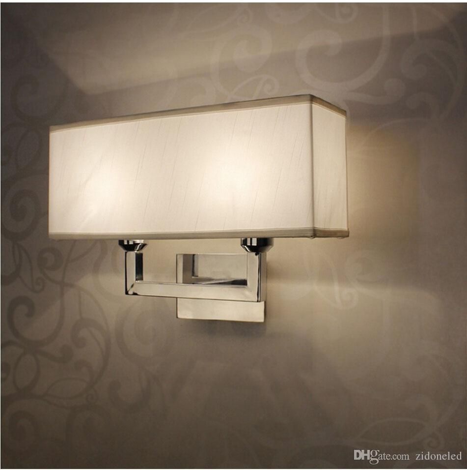 2019 Vintage Iron Led Wall Lighting Fabric Lampshade Rectangle