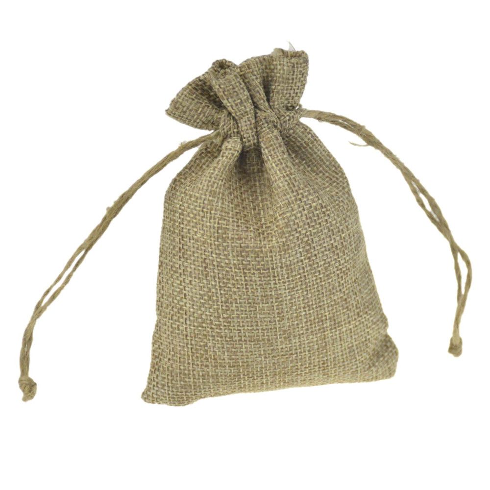 small hessian drawstring bags