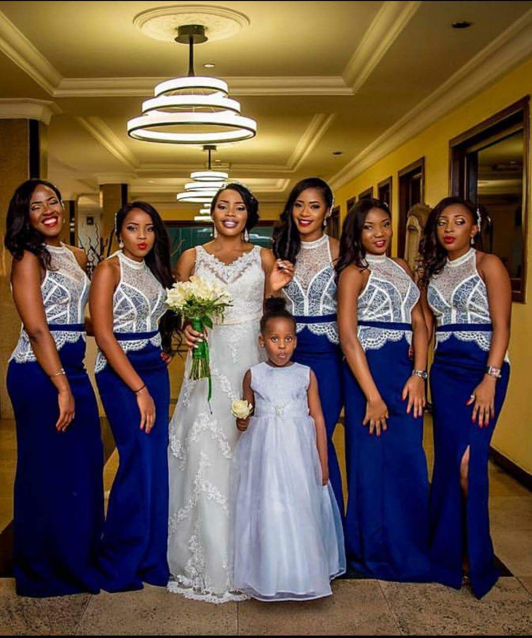 blue and white bridesmaid dresses