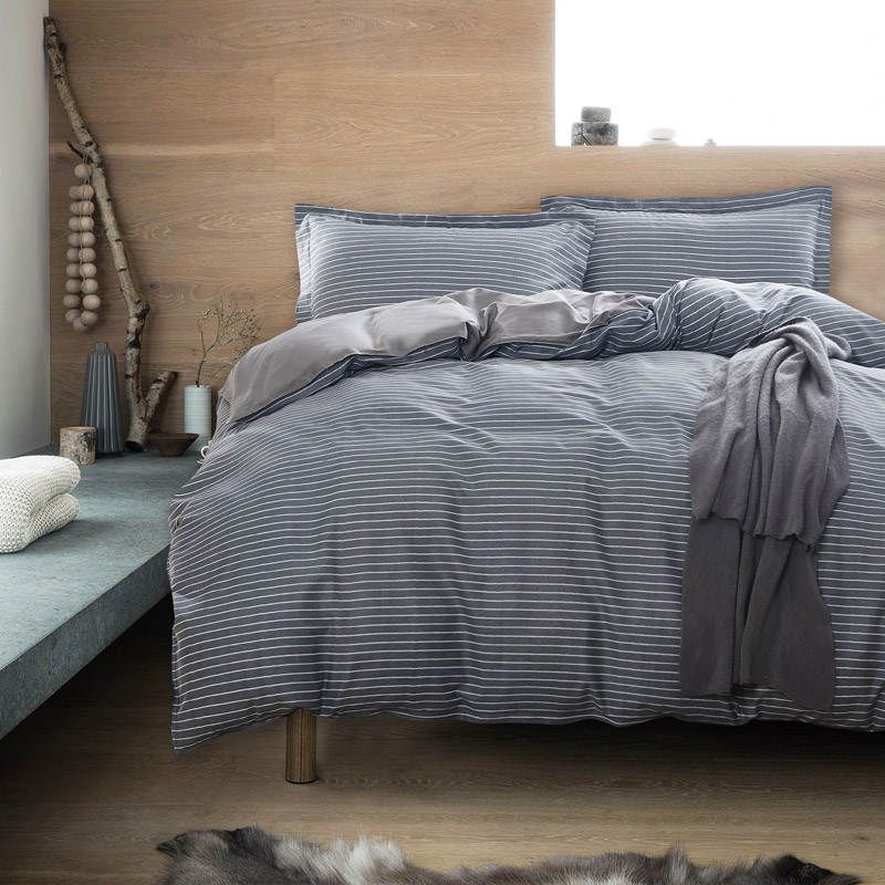 Wholesale 100 Cotton Bedding Sets Concise Style Gray Color New