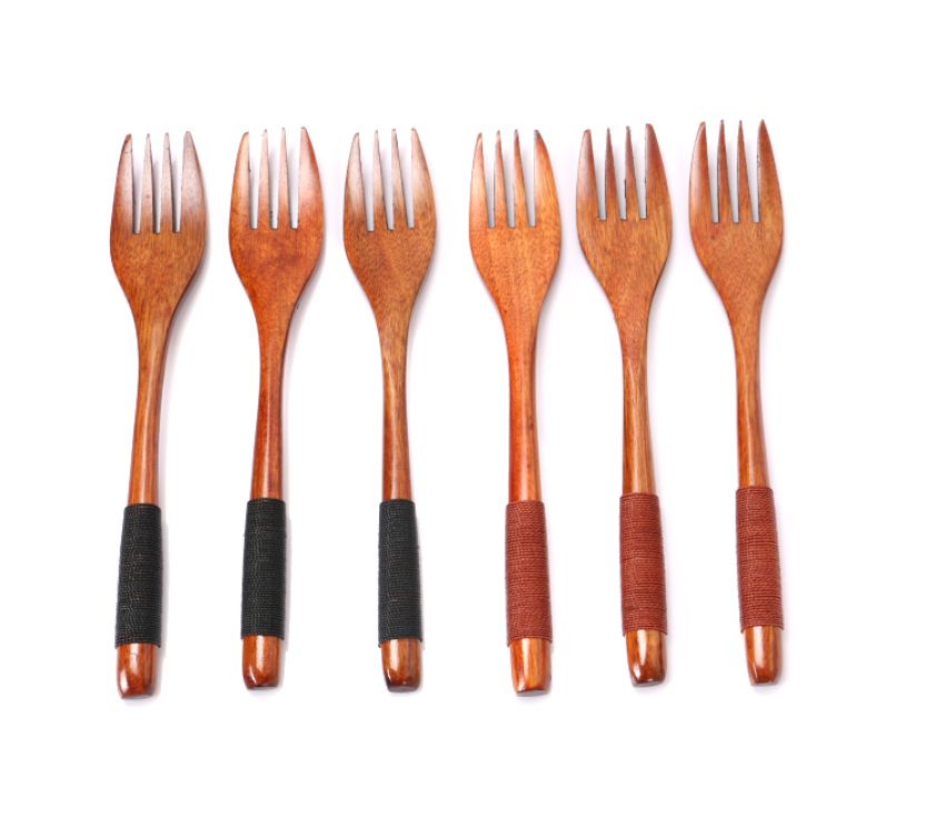 Flatware Forks ECO Friendly Japanese Style Wood Forks Binding Wire
