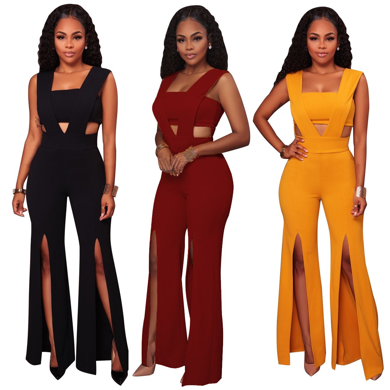 front slit jumpsuit