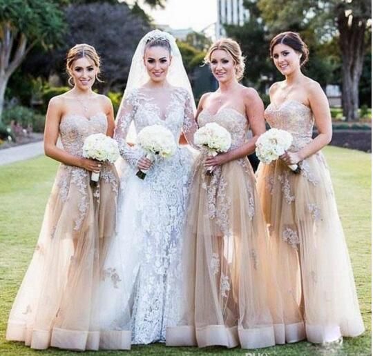 Champagne Lace Bridesmaid Dresses Top ...