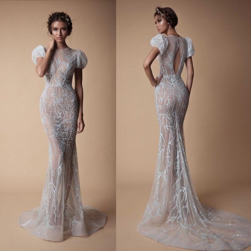 puff sleeve evening gown