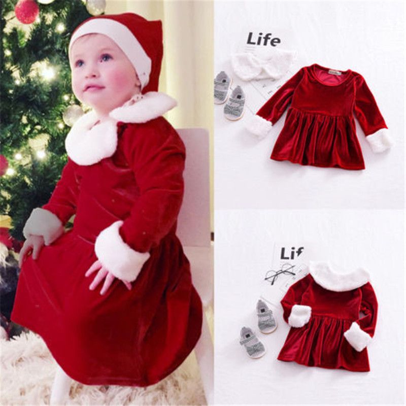 2020 Baby Girls Clothes Christmas Dress Kids Toddler Children Velvet Dress Long Sleeve Fur Peter Pan Collar Red Dress Baby New Year Clothes From Babywarehouse 9 78 Dhgate Com
