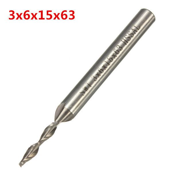 2Pcs 6mm Single Flute Spiral End Mill Carbide Router Bits for Aluminium 6*22mm