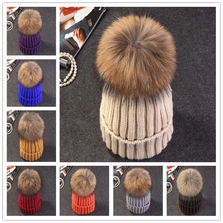 womens hat with fur pom pom