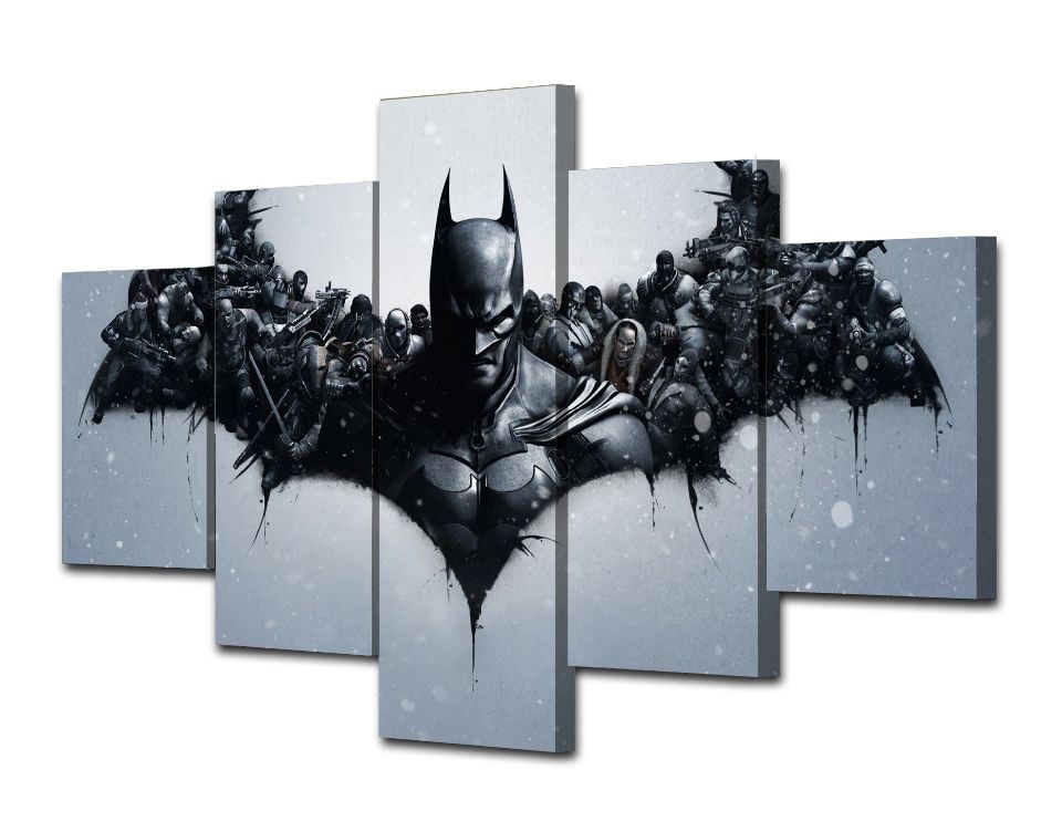 Satin Al 5 Panel Hd Baskili Film Karakterler Batman Boyama Tuval