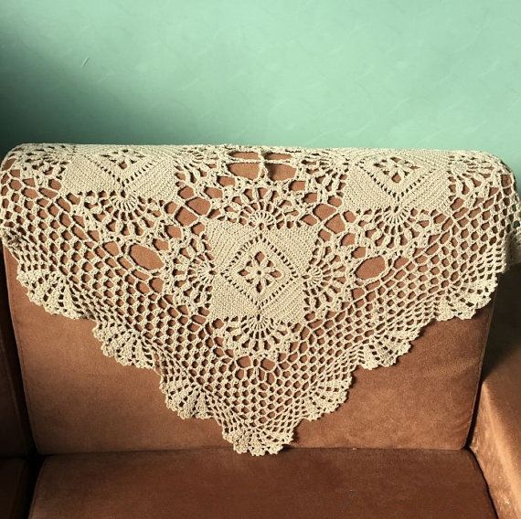 60x60 Cm Irises Floral Crochet Pattern Sofa Cover Square, Hand Crochet