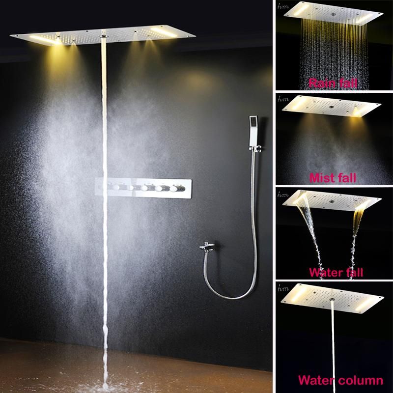 Discount High Flow LED Shower Set Multi Function Rainfall LED Shower