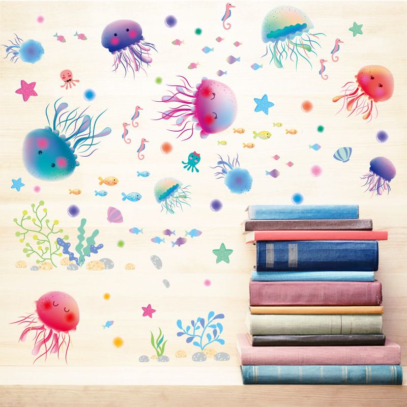 Jellyfish Underwater World Kids Room Nursery Wall Decor Bathroom