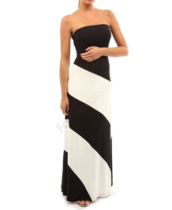 Acquista Abito Lungo Stile Estivo Donna Abito Estivo A Righe Sexy Senza  Spalline Bianco E Nero Senza Maniche Spalla Plus Size A 21,39 € Dal Cutee |  DHgate Italy
