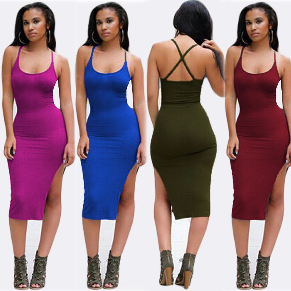 midi bodycon dress with slit