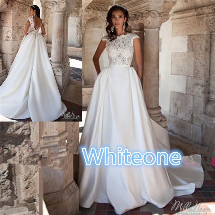 lace top satin skirt wedding dress