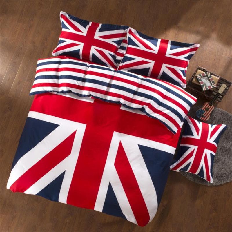 Union Jack Bedding Set British Style Stripe And Star Duvet Cover