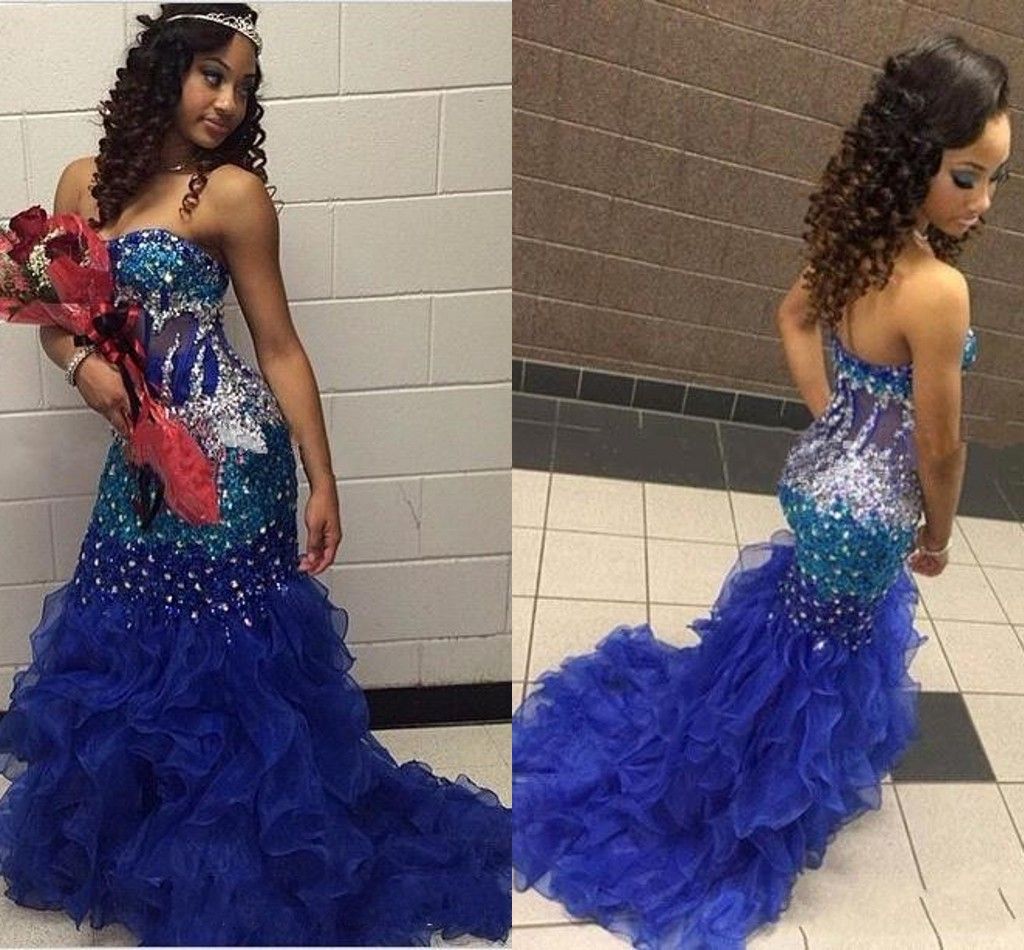 2016 Sunjai Williams Mermaid Prom Dresses Long Sexy Strapless Sparkling ...