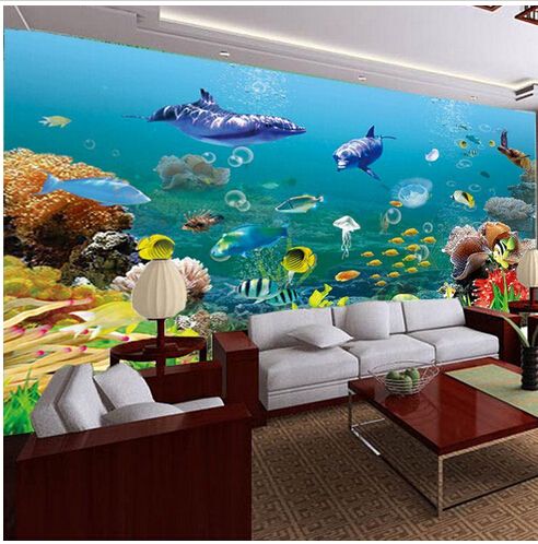 Acheter Pas Cher Fond Decran Mural De Luxe Pour La Peinture Dauphin Enfant Fond Decran Mural Non Tisse Fresque Bande Dessinee Pour Les Enfants Du 31 18 Fr Dhgate