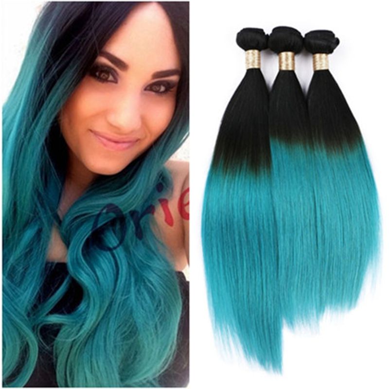 1b Green Ombre Hair Extensions 9a Two Tone Ombre Peruvian Human